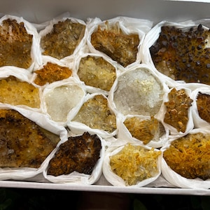 Mélange de minéraux à plat 230 x 300 millimètres Madan Bulgarie cristaux naturels minéraux spécimens grappes souvenirs WholesaleMineralsBox