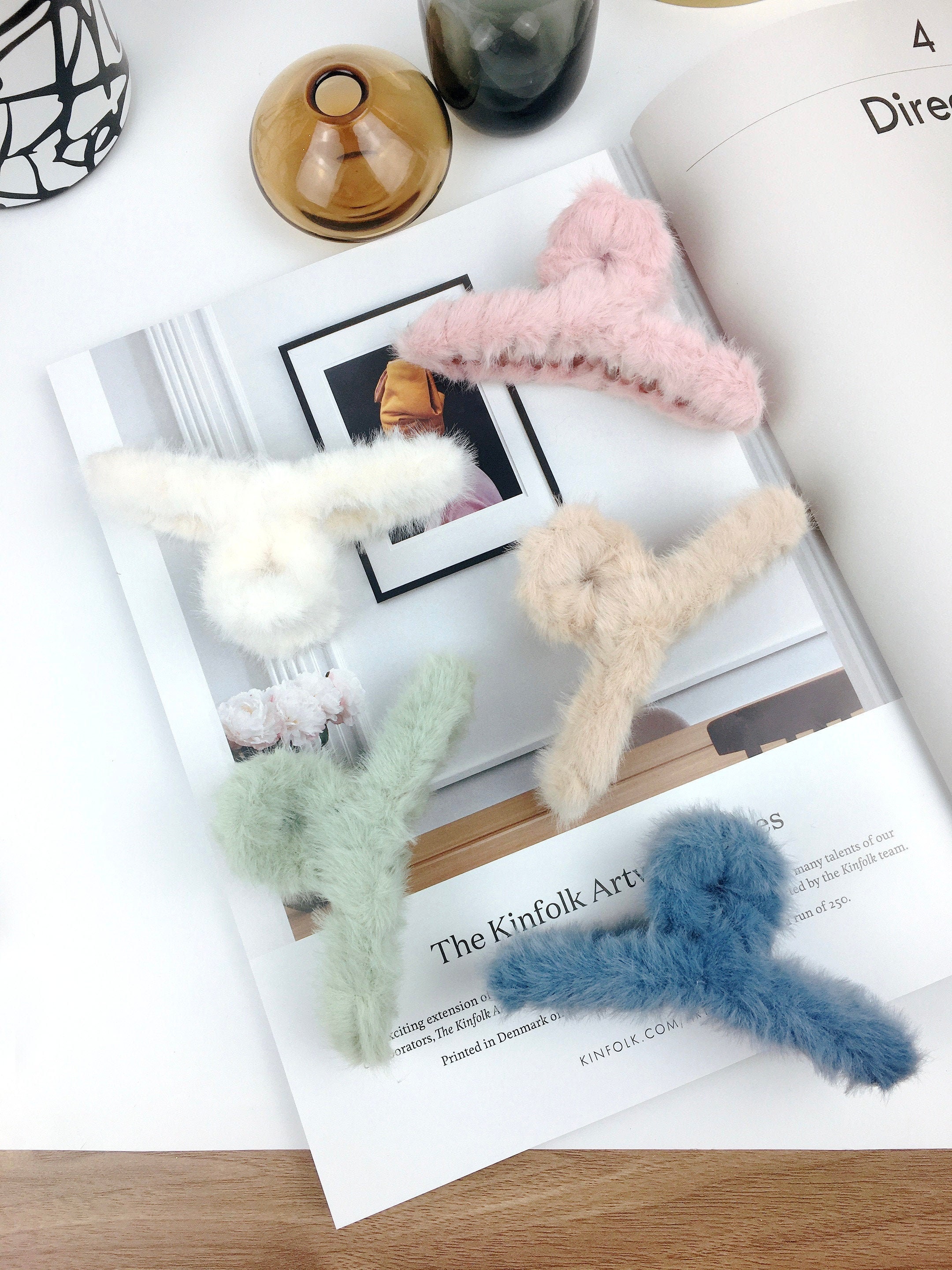 Faux Fur Hair Claw Clips for Thick Hair Bun Hair Clip Faux Fur Etsy