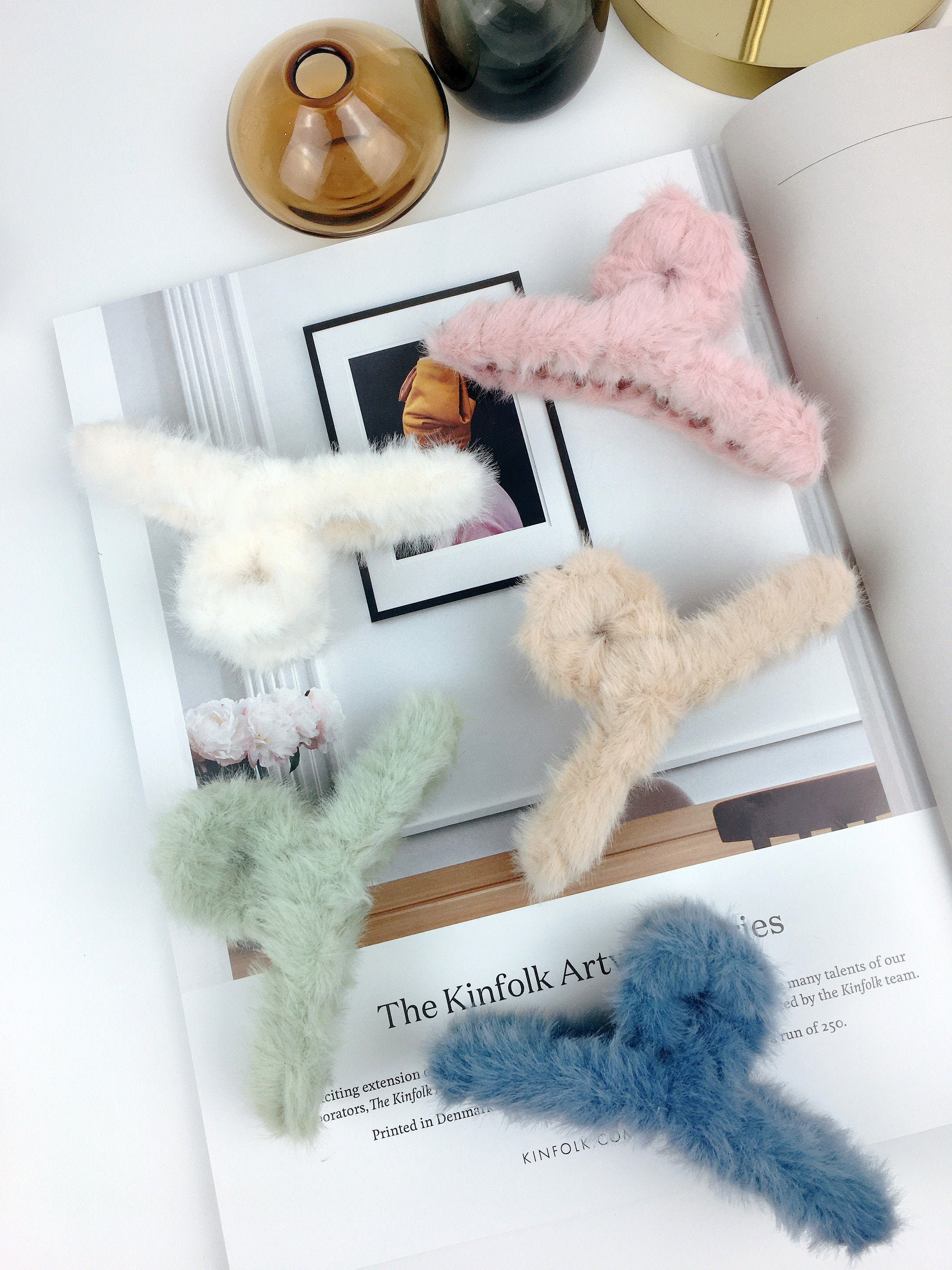 Faux Fur Hair Claw Clips for Thick Hair Bun Hair Clip Faux Fur Etsy