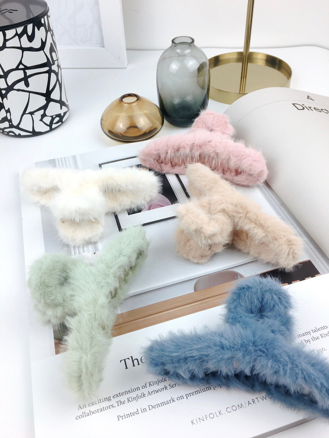 Faux Fur Hair Claw Clips for Thick Hair Bun Hair Clip Faux Fur Etsy