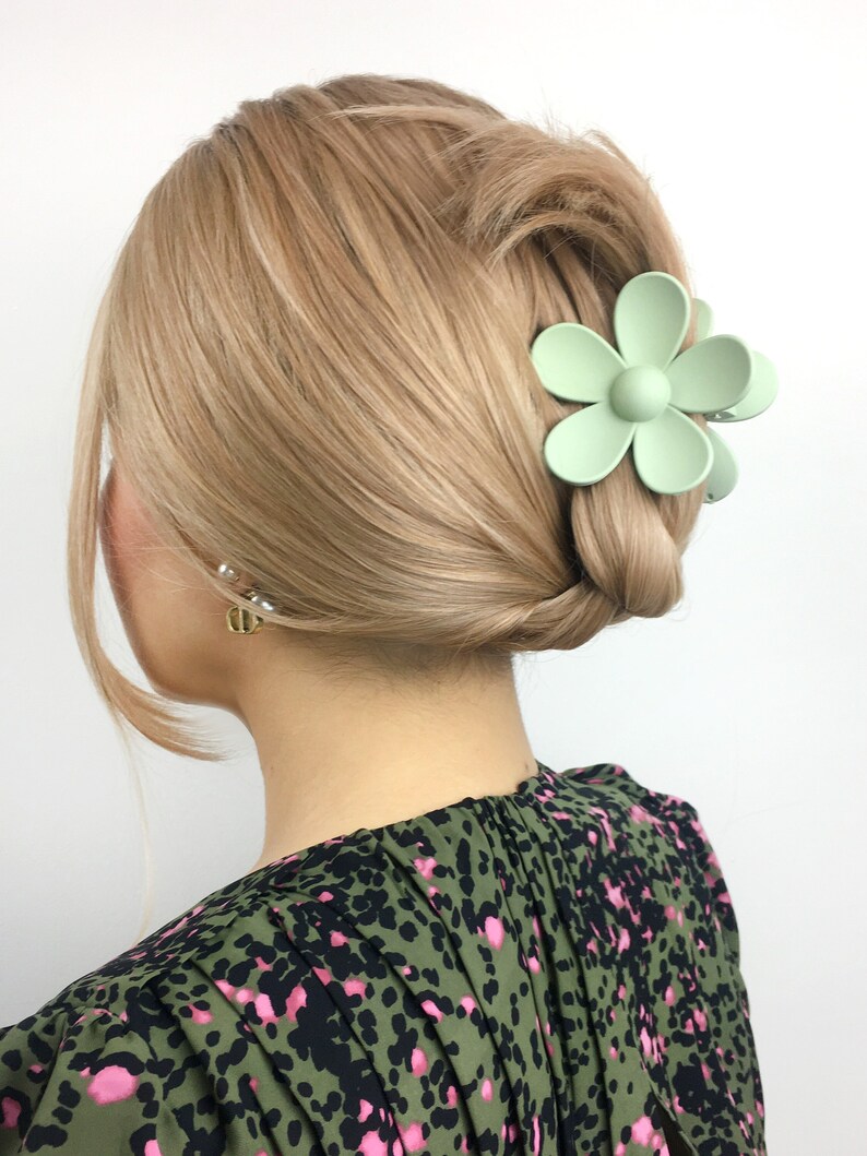 Pastel Colour Flower Hair Clips Matt Claw Clips for Thick Etsy UK