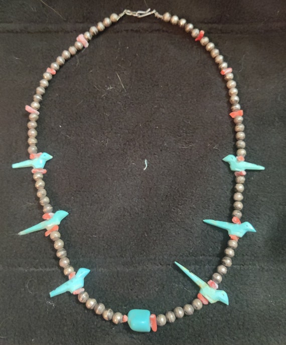 Antique Indian turquoise and coral necklace - image 7