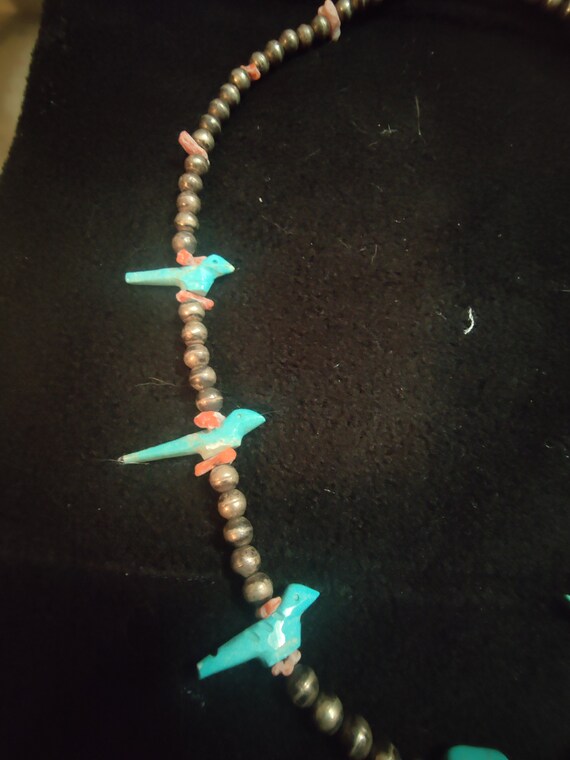 Antique Indian turquoise and coral necklace - image 4