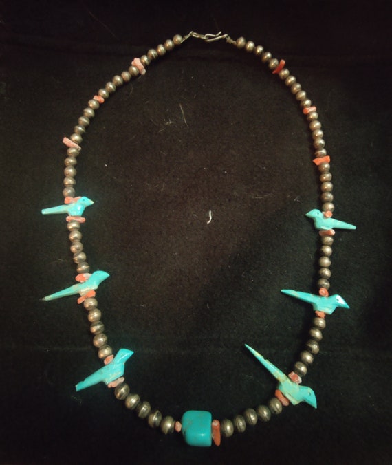 Antique Indian turquoise and coral necklace - image 5