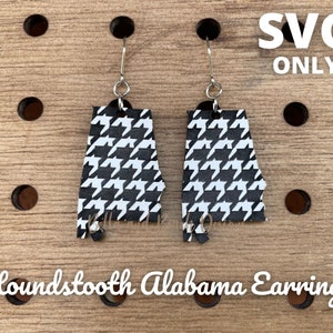 Houndstooth Printed Alabama Earrings - Digital File Only