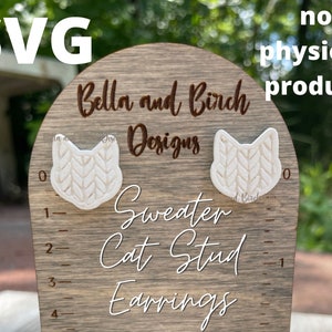 Sweater Cat Stud Earring SVG - Digital File Only
