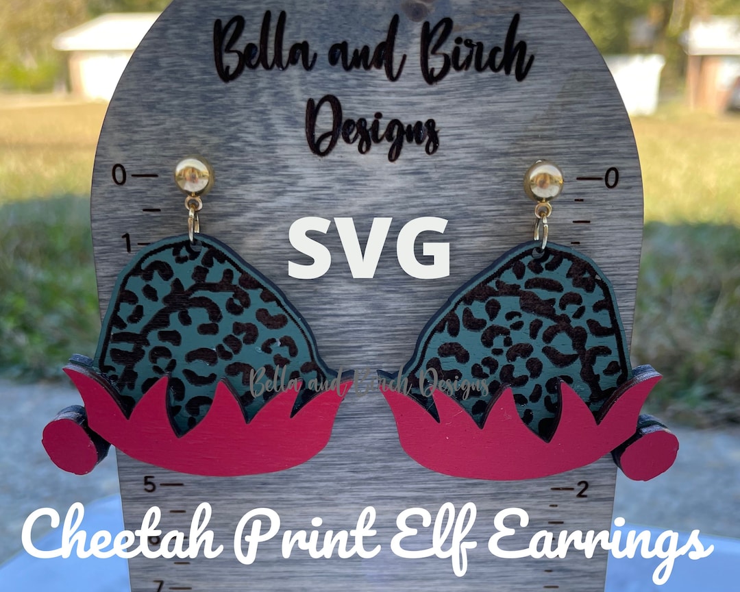 Cheetah Print Elf Hat Earrings Digital File Only Etsy