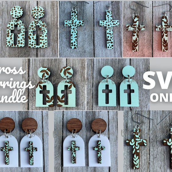 Vine Cross Earrings Bundle - Digital File Only