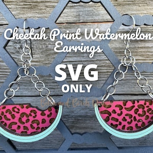 Cheetah Print Watermelon Earrings - Digital File Only- Leopard Watermelon Earrings