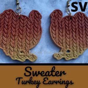 Sweater Print Turkey Earrings - Digital File Only