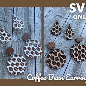 Coffee Bean Earrings - Digital File Only - Coffee Round Earrings and Coffee Teardrop Earrings