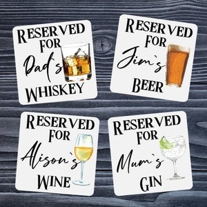 Personalised drinks coaster, your drink your name fun birthday gift Christmas gift drinks mat