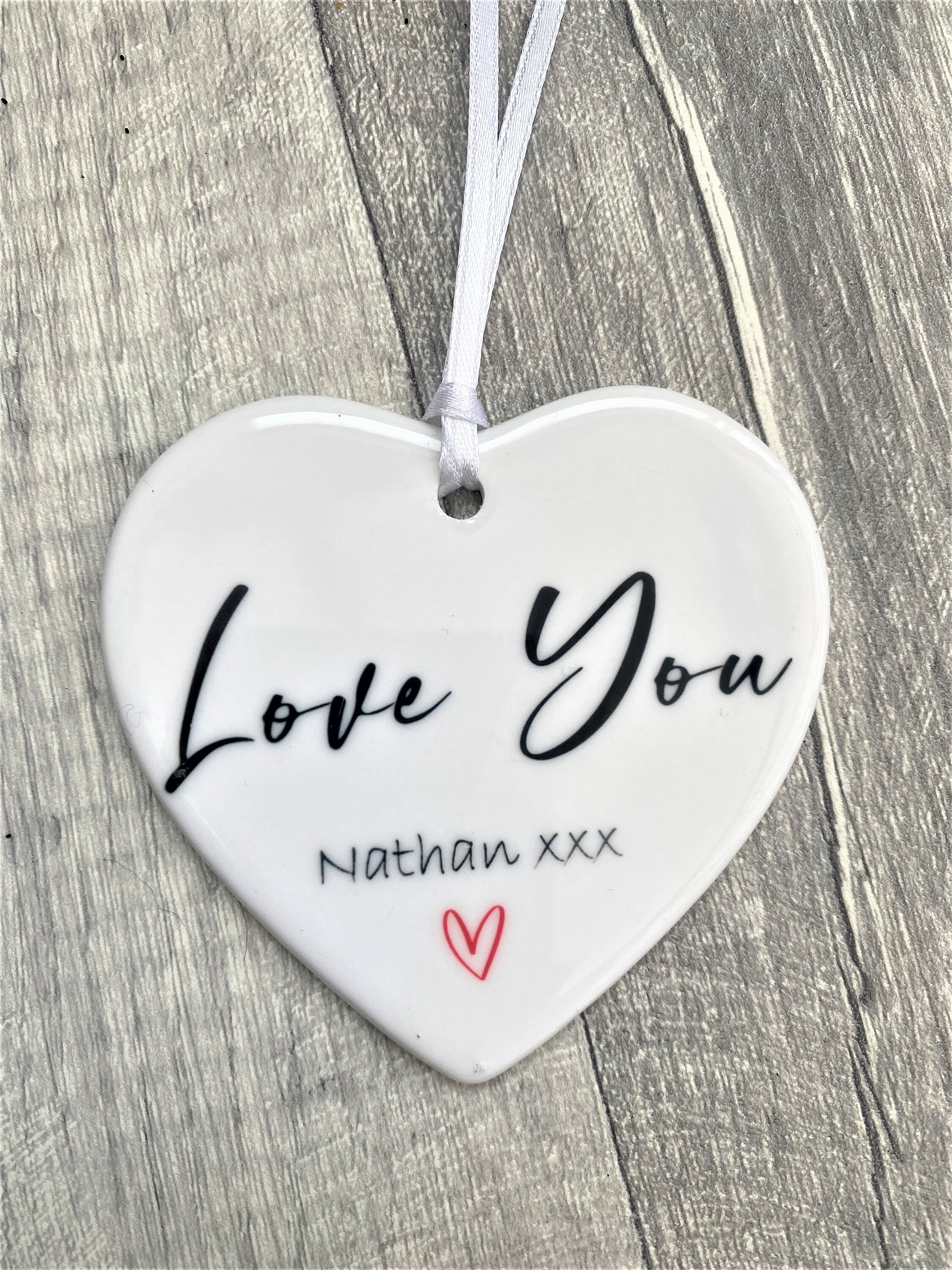 Personalised Love You Ceramic Heart Etsy UK