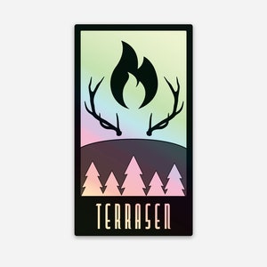 Terrasen Tarot Style Holographic Sticker | Throne of Glass | Sarah J Maas
