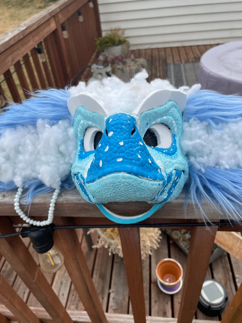Blue Dino Mask With Ears Fursuit Furry Costume Etsy Ireland