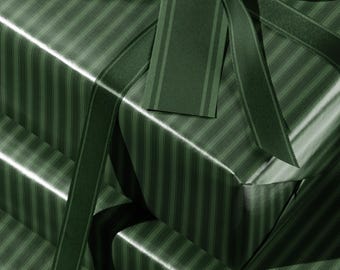 Green Striped Wrapping Paper. Holiday Gift Wrap Paper. Evergeen Wrapping Paper. Elegant Christmas Gift Wrap. Vintage Green Stripes Gift Wrap