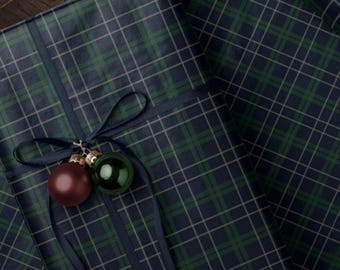 Blue and Green Tartan Wrapping Paper. Christmas Gift Wrap. Plaid Christmas Gift Wrap. Traditional Wrapping Paper. Vintage Christmas Paper