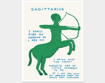 David Shrigley Print. Sagittarius Print. Signs of the Zodiac. Contemporary Wall Art. Zodiac Sign. Shrigley Sagittarius. Room Wall Art