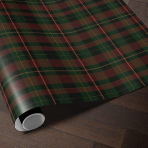 Classic Christmas Plaid Wrapping Paper. Burgundy Red Tartan Gift Wrap. Vintage Red Christmas Gift Wrap. Traditonal Christmas Wrapping Paper