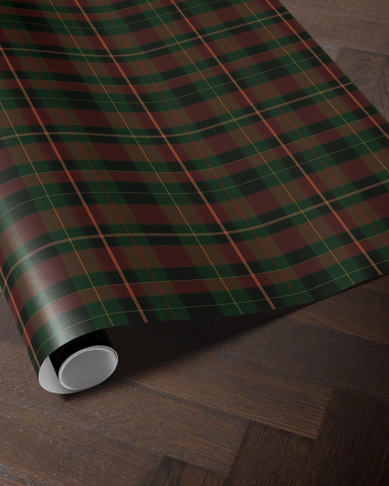 Classic Christmas Plaid Wrapping Paper. Burgundy Red Tartan Gift Wrap. Vintage Red Christmas Gift Wrap. Traditonal Christmas Wrapping Paper
