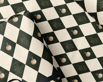Classic Christmas Gift Wrap. Green Plaid Gift Wrap Roll. Reindeer Christmas Wrapping Paper. Holiday Gift Wrap. Harlequin Gift Wrap. Ornament