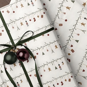 Nostalgic Nordic Christmas Wrapping Paper. Nutcracker Gift Wrap. Gingerbread Man Wrapping Paper. Classic Festive Holiday Gift Wrap for Kids