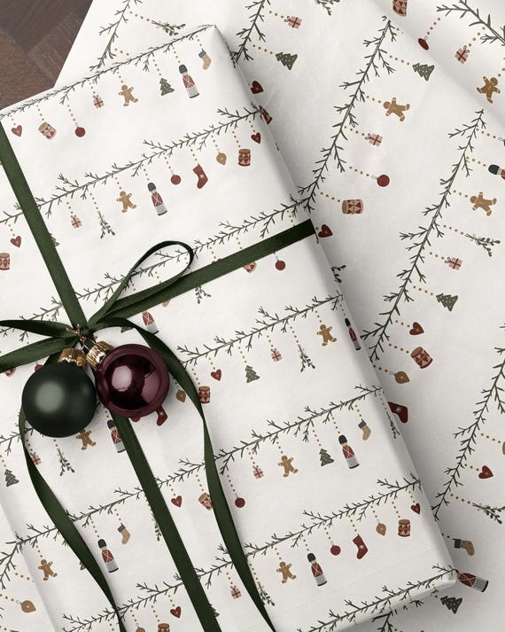 Nostalgic Nordic Christmas Wrapping Paper. Nutcracker Gift Wrap. Gingerbread Man Wrapping Paper. Classic Festive Holiday Gift Wrap for Kids