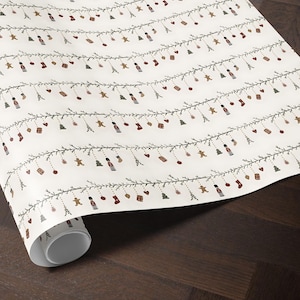 Nostalgic Nordic Christmas Wrapping Paper. Nutcracker Gift Wrap. Gingerbread Man Wrapping Paper. Classic Festive Christmas Gift Wrap