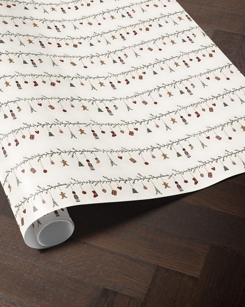 Nostalgic Nordic Christmas Wrapping Paper. Nutcracker Gift Wrap. Gingerbread Man Wrapping Paper. Classic Festive Christmas Gift Wrap