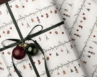 Nostalgic Nordic Christmas Wrapping Paper. Nutcracker Gift Wrap. Gingerbread Man Wrapping Paper. Classic Festive Holiday Gift Wrap for Kids