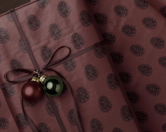 Pinecone Christmas Wrapping Paper. Christmas Pinecone Gift Wrap. Elegant Brown Christmas Wrapping Paper. Classic Festive Christmas Gift Wrap