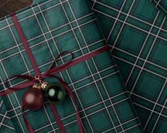 Christmas Plaid Wrapping Paper. Green Plaid Gift Wrap. Traditional Gift Wrap. Classy Gift Wrap Roll. Classic Holiday Tartan Gift Wrap