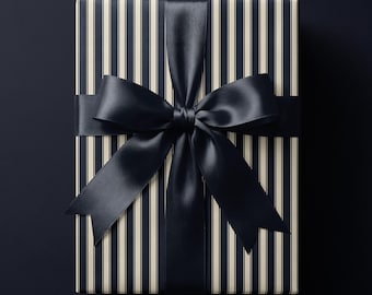 Blue Stripe Christmas Wrapping Paper. Vintage Blue Striped Holiday Gift Wrap. Elegant Wedding Gift Wrap. Retro Holiday Gift Wrap for Him