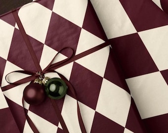 Red Gift Wrap. Christmas Gift Wrap Roll. Argyle Wrapping Paper. Classic Christmas Paper. Elegant Christmas Gift Wrap. Red Holiday Gift Wrap