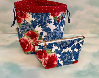 Set of 2 - Drawstring bag and Zipper pouch