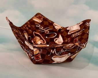 Funda para tazón de microondas, soporte reversible para tazón de sopa, funda de algodón para tazón, soporte para tazón caliente, regalo para la cocina, hecho a mano