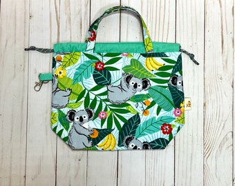 Koala Drawstring Project bag with handles - medium