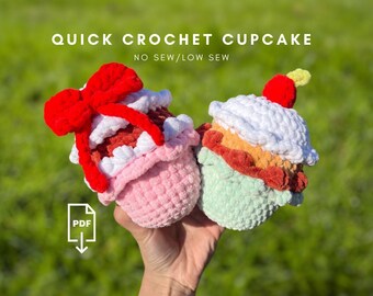 Gehaakt cupcakepatroon, geschikt voor beginners, geen naaiopties (pdf-patroon)