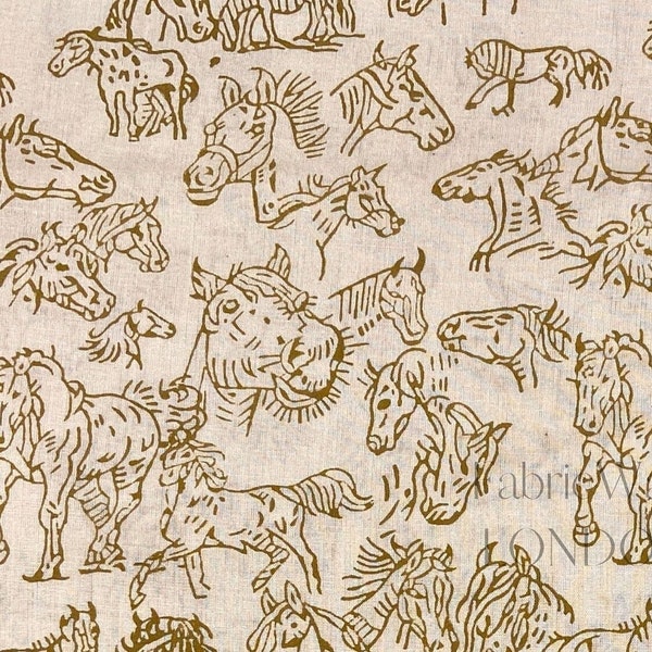 Indian Block Print 100% Cotton Fabric UK Horse Racing Pony Lover Stable Equestrian Sport Greyhound Polo Game Lover Kids Clothing FAB292