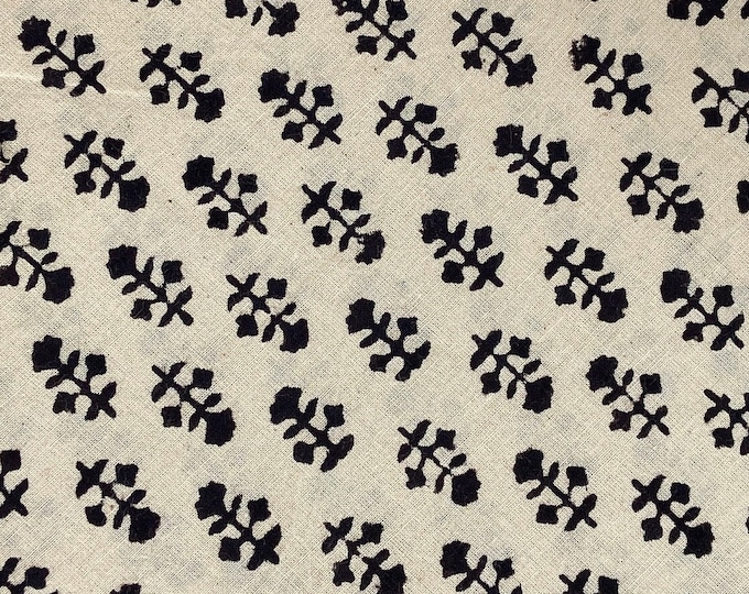 Beautiful Blank and White Hand Block Printed Fabric, Cotton Fabric, Indian Fabric, fabric by the yard, women's clothing fabric Fab017