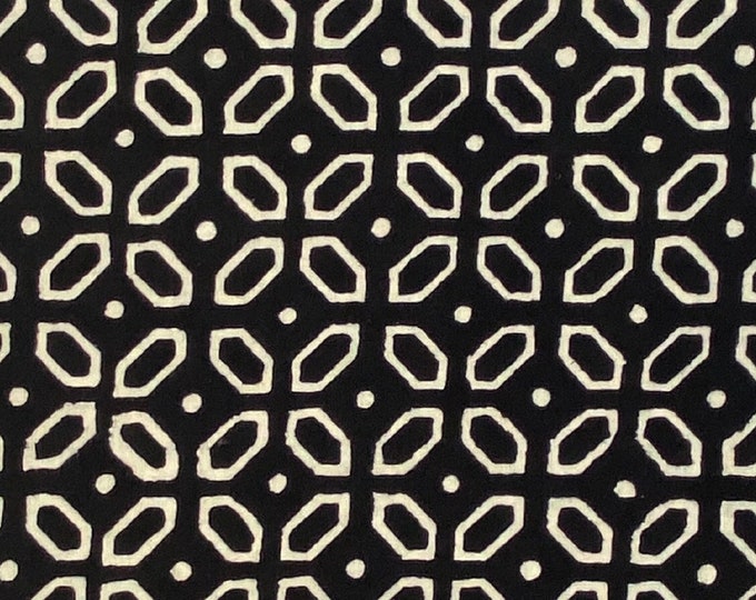 Beautiful Black and White  Hand Block Print Fabric, Cotton Fabric, Indian Fabric, fabric for Gift , women's clothing fabric Fab495