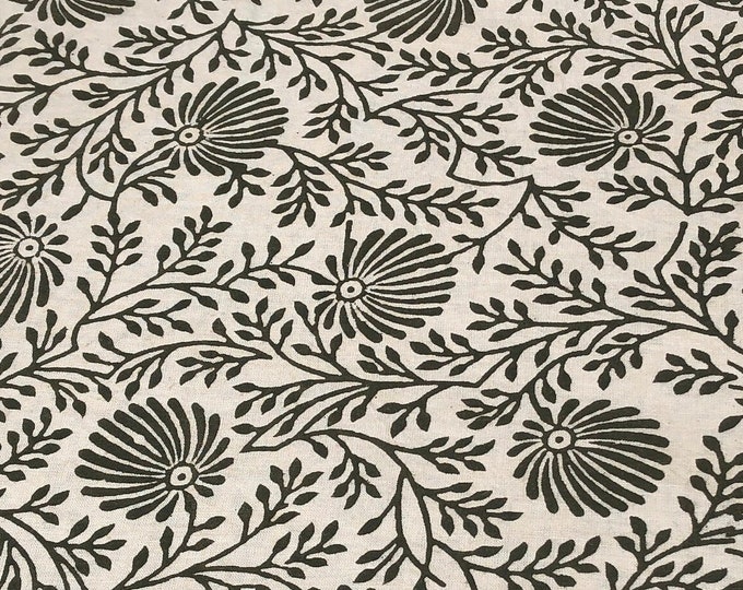 William Morris in olive Green floral design fabric Block printed Curtains dresses table cover art and craft summer dresses 100%  FAB247
