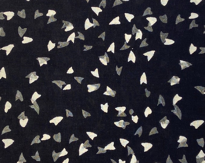Beautiful Black and White  Hand Block Printed Fabric, Cotton Fabric, fabric by the yard, Block Printed Cotton women's clothing  Fab490