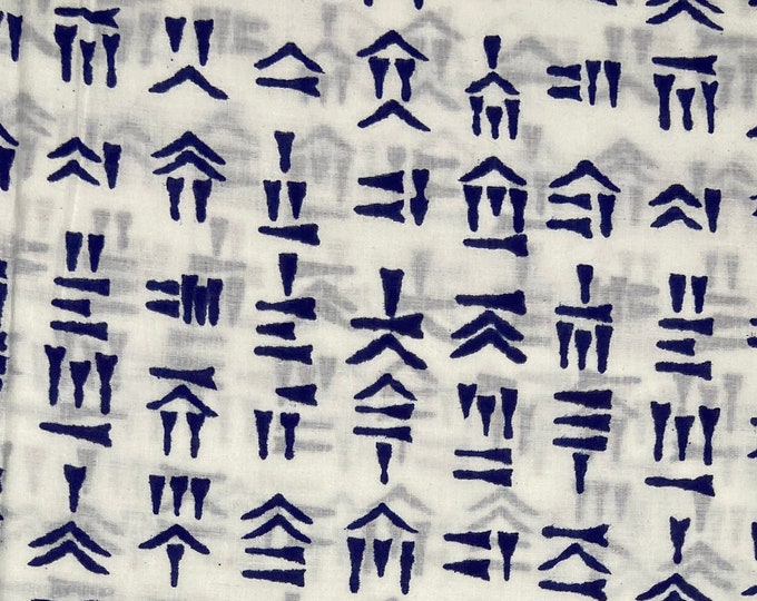 Sumerian Mesopotamian Cuneiform Art Language Vintage print 100% Cotton History Language Fabric in white background, Scrapboook Fabric FAB253