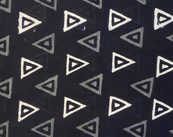 Natural Dye Tringle Printed Block Print Cotton Black and White Indian Hand Block 100% Cotton  Women Dress Fabric Cloth By Meter Fab494