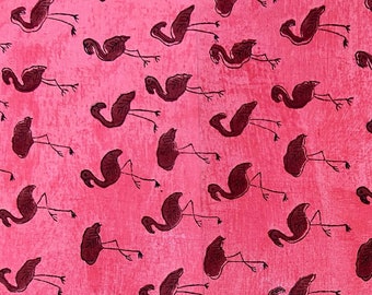 Pink Flemingos mano Block Print tela 100% algodón kalamkari Fabric FAB337