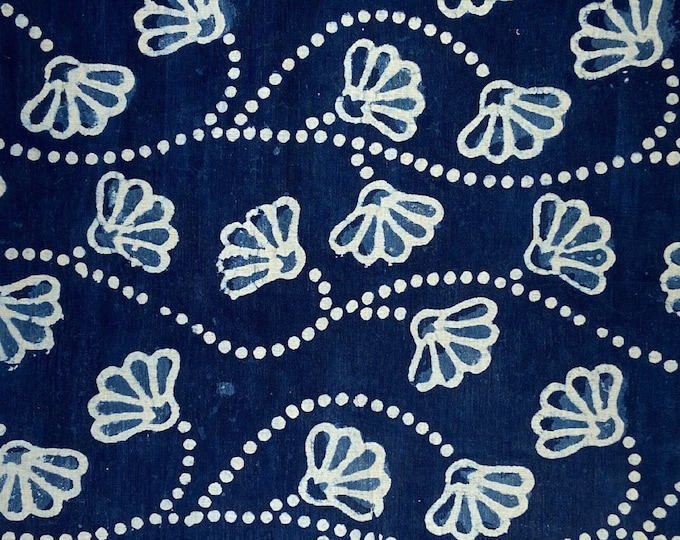Lifeline long dress Indigo/Dabu/Blue block print fabric Hand Printed Indian Fabric Natural Vegetable Dye Tablecloth Sewing Fabric, fab-460