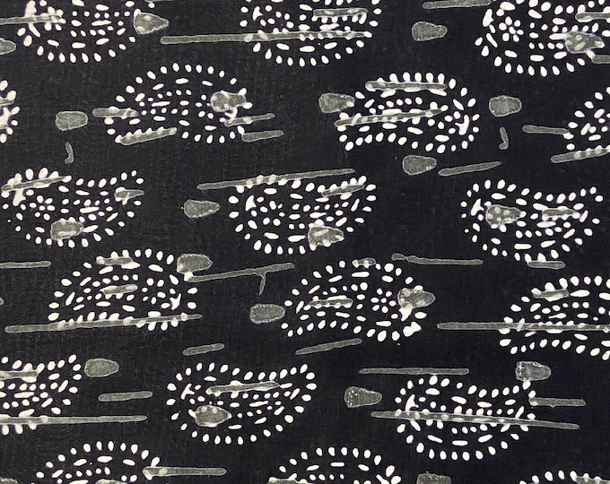 Black-White Beautiful  Hand Block Printed 100% cotton Fabric TEAR DROP fabric summer dress fabric floral print fabric FAB500