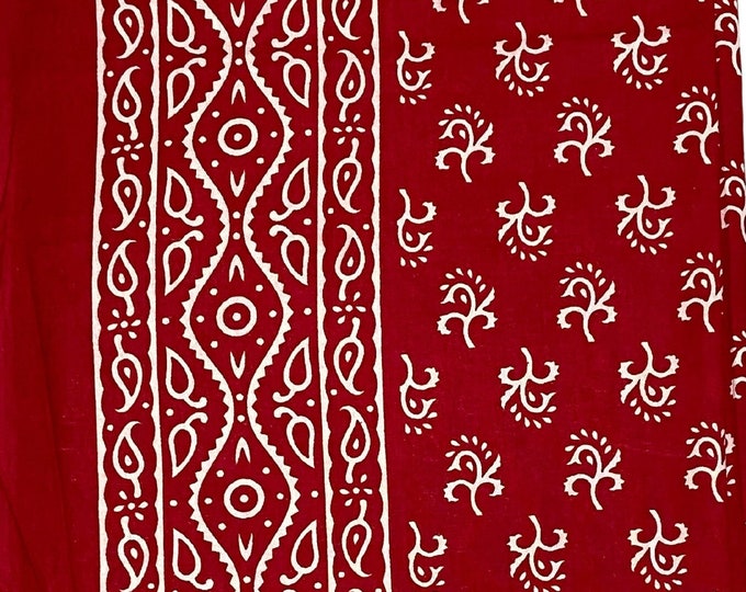 Rectangular Red/Yellow Booti Block Printed Bed cover with 2 Pillow Covers Comfy Bedspread or table cover Housewarming gesture  (60*90'') B19