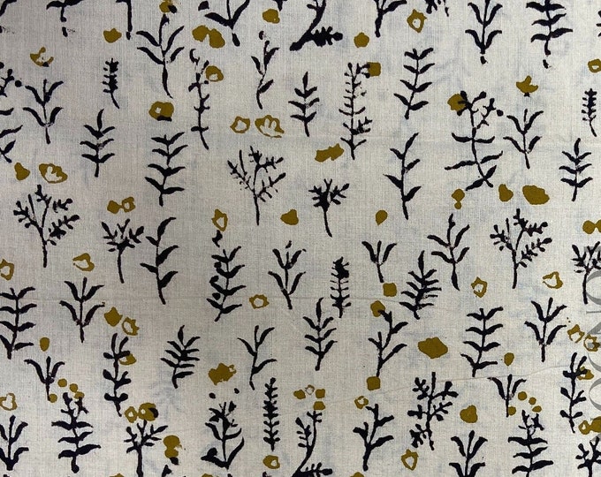 Wild flowers Block Print 100% cotton  Fabric FAB167